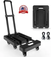 Carrito Mano Plegable Equipaje 500 Lbs. Plataforma 6 ruedas 2 cuerdas elásticas