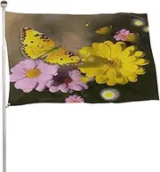 Yellow Butterfly And Flower Garden Flags Yard Flags Outdoor Heavy Duty Spun Polyester Welcome Garden Flag Seasonal Garden Flags House Flag Porch Flag Spring Garden Flag for Outside 47x70 in