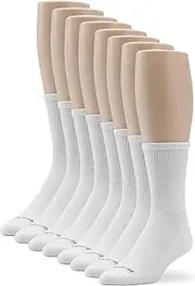 [No Nonsense] Women's Cushion Crew Socks, 8 Pair Pack, White, White, One Size