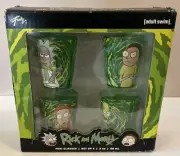 Rare 2020 Rick And Morty 2oz Mini-Glass Glassware Set 4 Shot Glasses Adult Swim