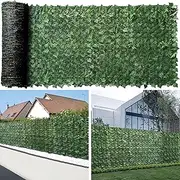 Artificial Ivy Privacy Screen for Fence, 1 * 3m Strengthened Joint Prevent Leaves Falling Off, Faux Hedge Panels Greenery Vines (Green Maple Leaf B)