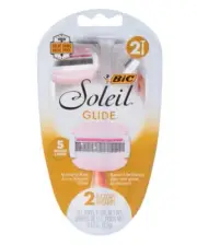 Bic Soleil Glide Razor, 5 Blades, Moisture Bar, Qty 2