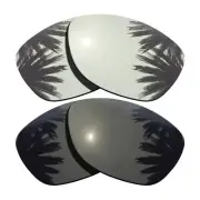 Black&Silver Mirrored Polarized Replacement Lenses for-Oakley Jupiter Sunglasses