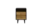 6IXTY Twin 2-Drawer Wooden Bedside Table Nightstand - Black / Natural