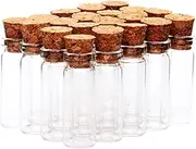 HAMPPLIES 24pcs Wishing Bottle Miniature Coffee Mini Bottle Clear Cork Bottles Transparent Bottles Party Apothecary Bottles with Cork Jar Reusable Vial Spell DIY Overnight Small Favor Wooden