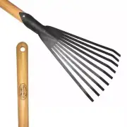 DeWit Junior Leaf Rake, Boron Steel 38 Inch Long Ash Wood Handle For Small Hands