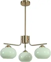 KCO Lighting Vintage Green Glass Chandelier 3 Light Globe Sputnik Chandeliers Modern Brushed Gold Chandelier Mid Century Flush Mount Chandelier Light Fixture