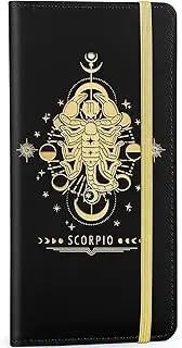 [ICOSY] Checkbook Cover for Personal Checkbook, 12 Zodiac Signs Constellations Checkbook Cover RFID Checkbook Register Cover with Pen Holder & Built-in Clear Plastic Divider, Scorpio, Wallet Style