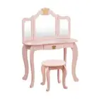 Kids Vanity Table and Chair Set with Drawer Mirror for Girls