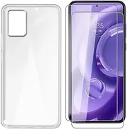 [DJUNJUN] Protective Case for Motorola Edge 30 Neo (6.28 Inch) Phone+(2 Pack) Tempered Glass Phone Case Silicone Protective Cover Transparent