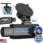 Dash Cam Front and Rear, 2.5K+1440P Triple Car Camera with 32GB Card, 3 Chann