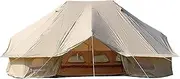 Outdoor Bell Tent 4-Season Luxury Large Yurt Tents 6 Meters 3 Doors Waterproof Portable Glamping Bell Tent 8-12 Persons Cotton Canvas Tent with Hook for Family Camping Hiking Hello Interesting