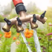 4 Way 3/4" Brass Gardens Water Splitter Multi Hose Tap Adaptor Pipe Connector