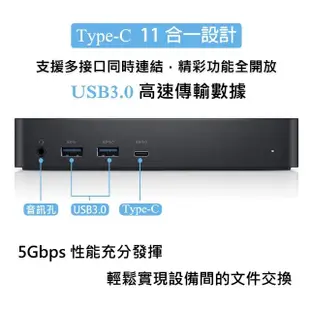 【DELL 戴爾】D6000(USB3.0 Type-C 11合一 多功能轉接器 HUB 通用擴充基座)