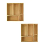 bamboo drawer organizer Set，expandable drawer dividers,wooden storage organiz...