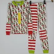 NEW Hanna Andersson Unisex Pajama Set Dr Seuss Grinch Print Sz 6-7 100% Cotton