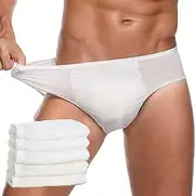 [goMinisan] Mens Briefs Pack of 5 Individually Wrapped 100% Cotton Disposable Briefs for Hospital, Travel, Emergency etc, White, M