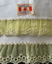 Vintage White Cotton Pillowcase Set Yellow Eyelet Lace Trim Pepperell Fabrics