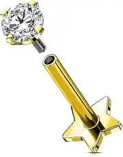 [OUFER Body Piercing] Lip Piercing Gold Labret Piercing Titanium Lip Piercings Monroe Medusa Stud Bar 16G Helix Earrings 5/6/8/10/12 mm Tragus Bar Internally Conch Flat Back Earrings Women