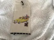 Pier 1 Easter Bunny In Yellow Truck Cream Embroidered Cotton Guest Towel NWT