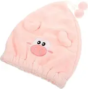 BELLIFFY Cute Cartoon Coral Fleece Dry Hair Cap for Women and Quick Dry Absorbent Towel Wrap Cap for Wet Hair Lightweight and Stylish with Elegant Embroidery