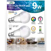 MV SMART BULB 9W B22 TWIN PACK (apple app only )