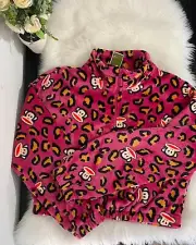 PAUL FRANK Julius Quarter Zip Plush Fleece Sweater/Fuchsia Size Jr. M - NWT