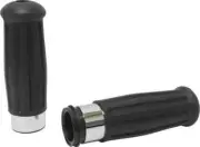 HD Black w Chrome Ring Vintage Grip Pair TBW Harley Freewheeler 15-19