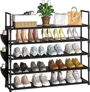 Shoe Rack 5 Tier Shoe Organizer Shoe Storage 20-25 Pairs Shoe Rack for Closet Shoe Rack Organizer Entryway Shoe Holder Space Saving Shoe Shelf Shoe Stand Large Tall Shoe Tower Bedroom Garage Door