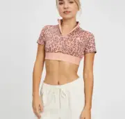 adidas Performance Womens Cropped Zip Workout Top Size L (New)