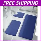 Comfortable 3-Piece Memory Foam Bath Mat Set with Non-Slip Backing - Easy Care