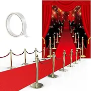 6 x 5 ft Red Carpet Party Decorations Movie Theme Paparazzi Photography Backdrop Red Carpet Backdrop Red Carpet Runner with Carpet Tape for Party Decoration Supplies