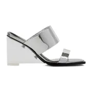 [Alexander Mcqueen] Alexander Mcqueen-Silver Calf Leather Sandals-Donna 37 IT