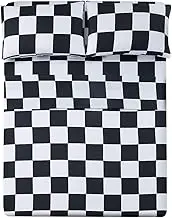 Bed Sheet Set 4 Piece -Full Size-Soft Durable Microfiber Bedding Sheet Set,Deep Pocket,Stain,Fade & Wrinkle Resistant (Plaid Black&White)