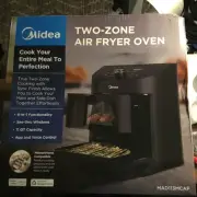 Midea Two-Zone Air Fryer Oven 11 Quart Capacity 8 In 1 Functionality Easy Clean