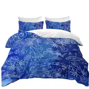 Seafood Pattern over Blue Quilt Cover