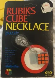 Vintage Ideal Rubik's Cube Necklace Puzzle Factory Sealed - Made in Taiwan (NOS)