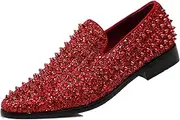 [Enzo Romeo] SPK70 Men's Vintage Spike Dress Loafers Slip On Fashion Shoes Classic Tuxedo Dress Shoes