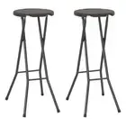 Folding Bar Stools 2 pcs HDPE and Steel Brown Rattan Look