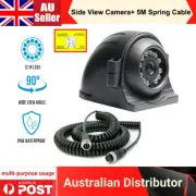 HD 4 PIN Side Rear View Reverse Camera + 5M 4 PIN Extension Spring Trailer Cable