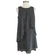 Ralph Lauren Women's Dress Size 8P Black and White Polka Dot Chiffon A-Line