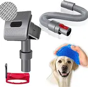 Groom Tool Attachments Brush with Trigger Lock & 24in Extension Vacuum Hose,Pet Dog Grooming Brush Compatible with Dyson V7 V8 V10 V11 V12 V15 Vacuum-4Pcs