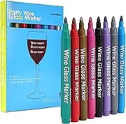 GAINWELL Wine Glass Markers - Pack of 8 Food-Safe Non-Toxic Wine Glass Marker Pens - Can Also be Used on Ceramic Plates and Other Glass and Dinnerware