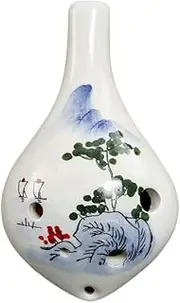 6 Holes Ceramic Alto C Bottle Style Hand Painted Musical Instrument with Lanyard Music Score for Music r and Learner Multicolor120