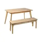 Dining Table With Dining Bench Set In Natural Finish