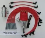 small cap DODGE 318 340 360 RED HEI Distributor + Chrome Coil + Spark Plug Wires