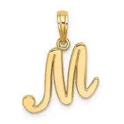14k Yellow GoldY Script Letter M Initial Pendant