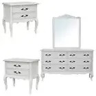 Alice 4pc Set 2 Bedside Dresser Mirror Storage Cabinet Table Distressed White Di
