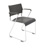 Rapidline Exam Classroom Seating Stackable Linking Black Plastic Chair With Arms