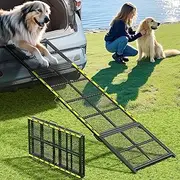 Dog Ramp for Car, 74"x20" Outdoor Portable Dog Ramps for Large Dogs with Reflective Strips, Non-Slip Surface Pet Ramp for Truck, RV, SUV (Support Up to 250LBS)